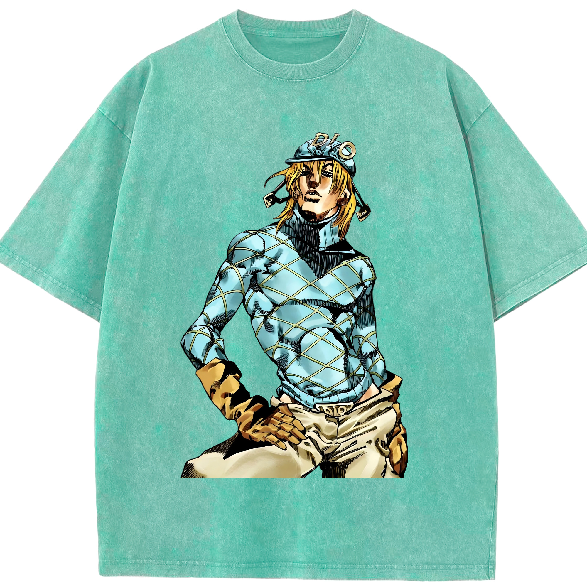 （画像用） ジョジョの奇妙な冒険 ディオ?ブランドー JoJo's Bizarre Adventure Dio Brando 綿100% ヴィンテージ風 半袖Tシャツ（フロントプリント）
